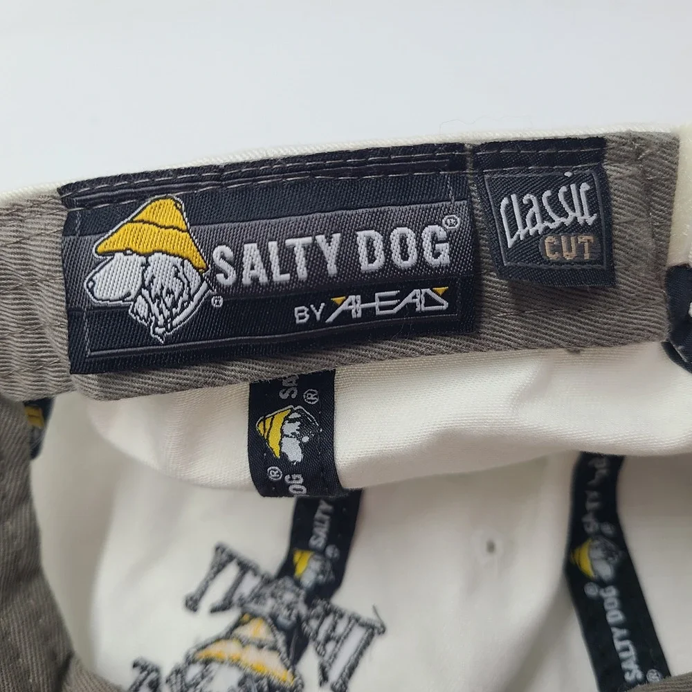 The Salty Dog Cafe Hat Adjustable (Fits Small) Ahead White Hilton Head Island